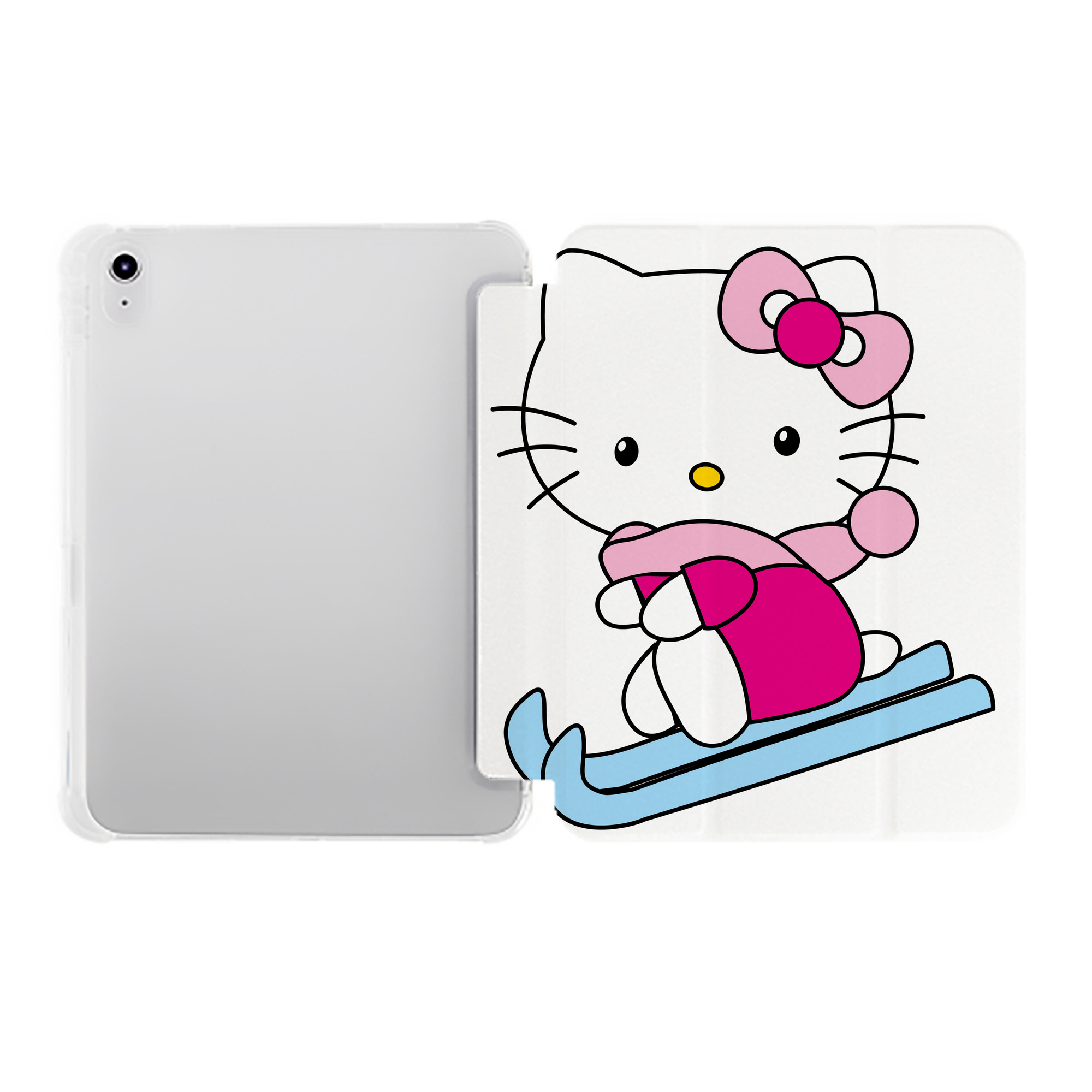 （画像用） Hello Kitty ハローキティ IPad ケース ペン収納付き 三つ折りスタンド PUレザー×シリコン 対応機種9.5/10.5/10.9インチ
